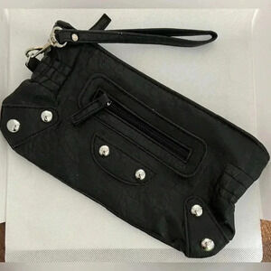 Chateau | studded faux leather wristlet